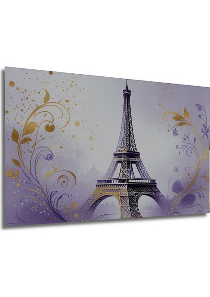 Eiffel Kulesi Lavanta Rüyası Sulu Boya Görünümlü Dekoratif Ahşap Ev/işyeri/ofis Kare Tablo modelleri