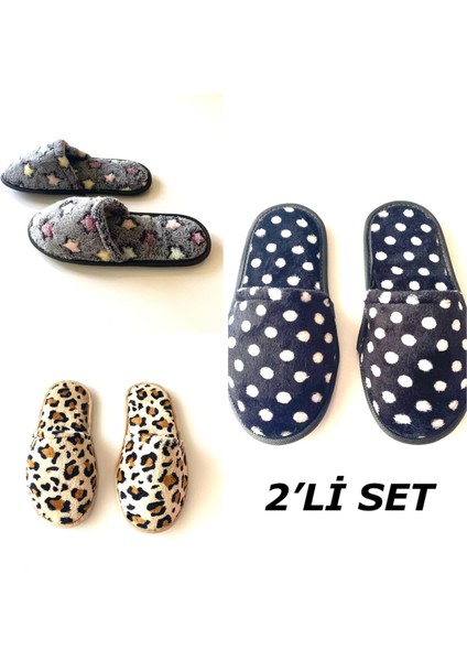 Kadın Ev Terliği 2 Çift Çeyiz Terliği Kışlık Terlik Ses Yapmaz Hafif Taban Terlik