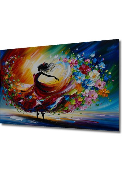 Çiçek Dansı Yağlı Boya Görünümlü Dekoratif Ahşap Ev/işyeri/ofis Kare Tablo fiyatları