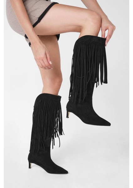 Nikki Siyah Renk Püsküllü Kadın Çizme fiyatları