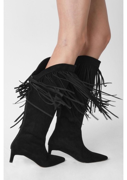 Nikki Siyah Renk Püsküllü Kadın Çizme modelleri