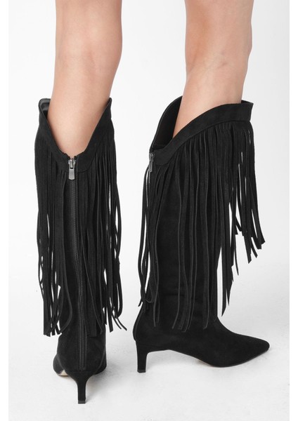 Nikki Siyah Renk Püsküllü Kadın Çizme fırsatları