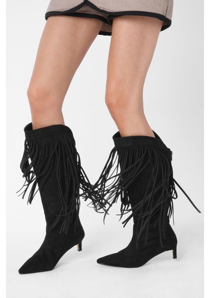 Nikki Siyah Renk Püsküllü Kadın Çizme indirimleri