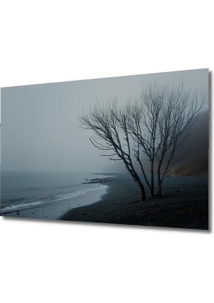 Sisli Sahil Ağaçları Yağlı Boya Görünümlü Dekoratif Ahşap Ev/işyeri/ofis Kare Tablo fiyatları