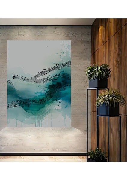 Mavi Nota Sulu Boya Görünümlü Dekoratif Ahşap Ev/işyeri/ofis Kare Tablo