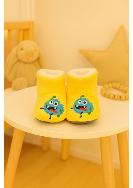 Bebek & Çocuk Kaydırmaz Tabanlı Ev Botu / Panduf / Kışlık Peluş Bot Çizgi Film Karekter Desenli fiyatları