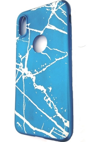 ESLIFETECH26AKSESUAR Iphonex Uyumlu Mavi-Beyaz Çizgi Desenli Silikon Arka Koruma Kılıf