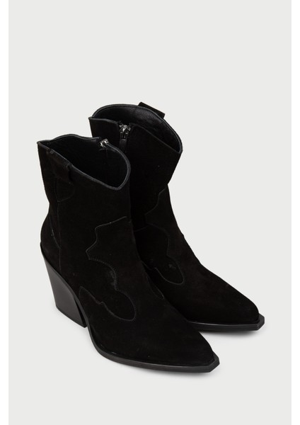 Kadın Hakiki Süet Siyah Western Bot - Z1611ZSYHC02 modelleri