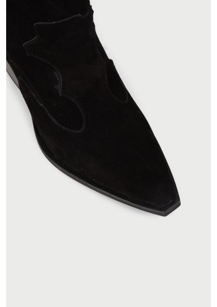 Kadın Hakiki Süet Siyah Western Bot - Z1611ZSYHC02 fırsatları