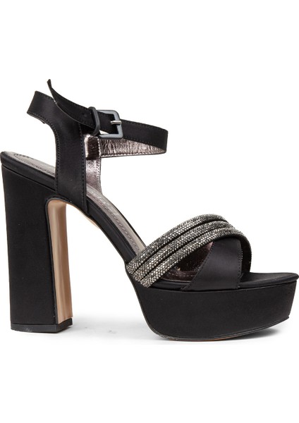 Kadın Siyah Platform Topuk Abiye Ayakkabı - K2026ZSYHM01