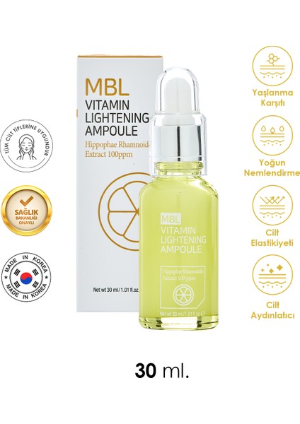 Leke Karşıtı Aydınlatıcı Konsantre C Vitamini Içerikli Cilt Serumu 30 ml