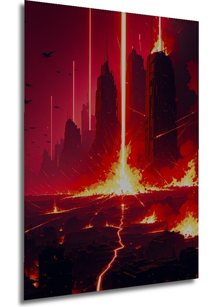 Kıyamet Günü Modern Sanat Yağlı Boya Görünümlü Ev/işyeri/ofis Dekoratif Ahşap Kare Tablo modelleri