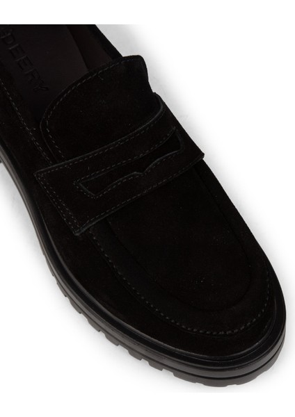 Kadın Hakiki Süet Siyah Loafer Ayakkabı - 01903ZSYHE03 indirimleri