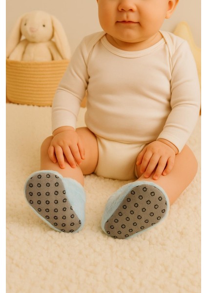 Bebek & Çocuk Kaydırmaz Tabanlı Ev Botu / Panduf / Kışlık Peluş Bot / Desenli modelleri