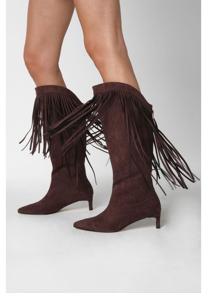 Nikki Kahverengi Püsküllü Kadın Çizme modelleri