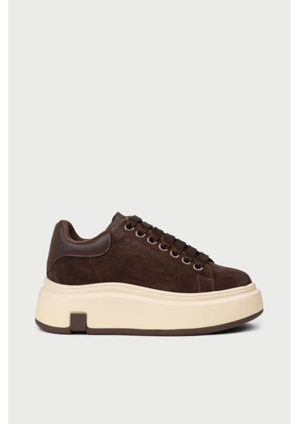 Kadın Hakiki Süet Kahverengi Sneaker - 25361ZKHVC01
