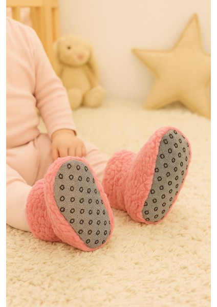 Bebek & Çocuk Kaydırmaz Tabanlı Ev Botu / Panduf / Kışlık Peluş Bot Pembe Renk modelleri