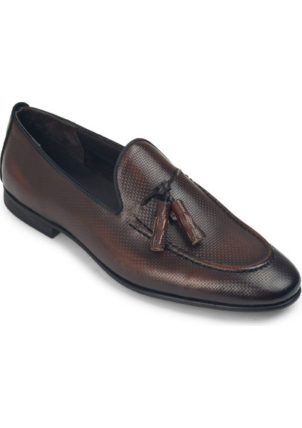 Erkek Hakiki Deri Taba Rengi Vintage Püsküllü Loafer - 01701MTBAC22 fırsatları