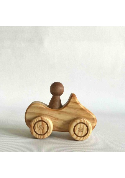 Ahşap Oyuncak Araba Peg Bebekli Mentossori