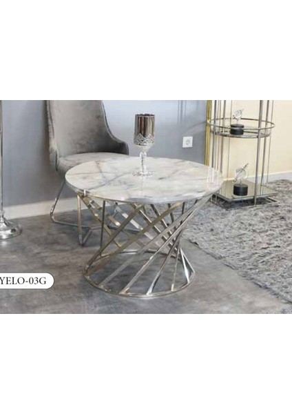 Mim Mermer - Gümüş Yelpaze Orta Sehpa