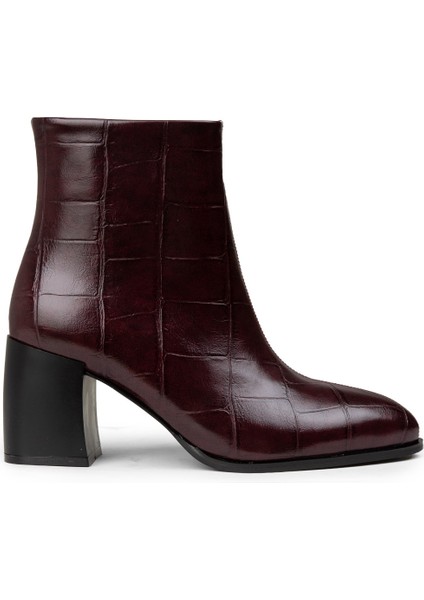 Kadın Bordo Fermuarlı Bot - K0945ZBRDC01