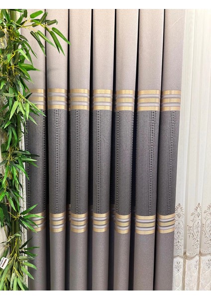 Mızraklı FT632256 V-5403 Gri 1/3 Sık Pile Fon Perde Apm