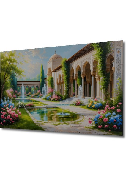 Rüya Sarayı Bahçesi Yağlı Boya Görünümlü Dekoratif Ahşap Ev/işyeri/ofis Kare Tablo fiyatları