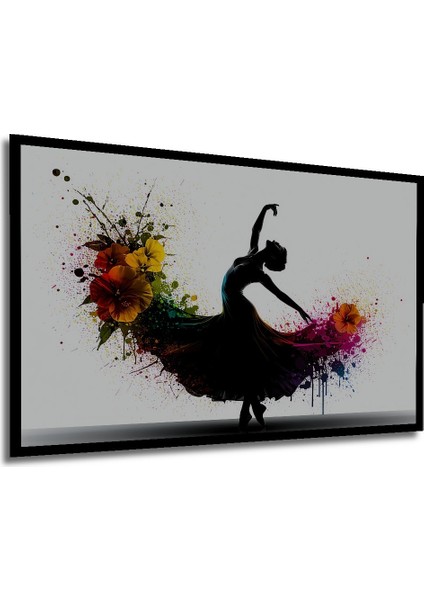 Çerçeve Görünümlü Çiçekli Balerin Sulu Boya Görünümlü Dekoratif Ahşap Dekoratif Ofis Kare Tablo modelleri