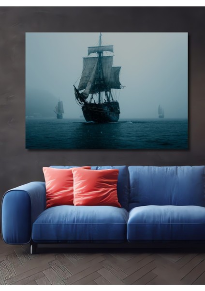 Sisli Denizde Yelkenli Dekoratif Ahşap Ev/işyeri/ofis Kare Tablo