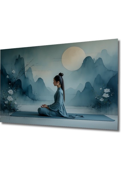 Huzurlu Meditasyon Sulu Boya Görünümlü Dekoratif Ahşap Ev/işyeri/ofis Kare Tablo fiyatları