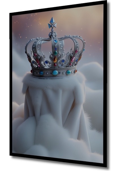 Çerçeve Görünümlü Taçlı Kraliçe Rüyası Yağlı Boya Görünümlü Dekoratif Ahşap Işyeri/ofis Kare Tablo fiyatları