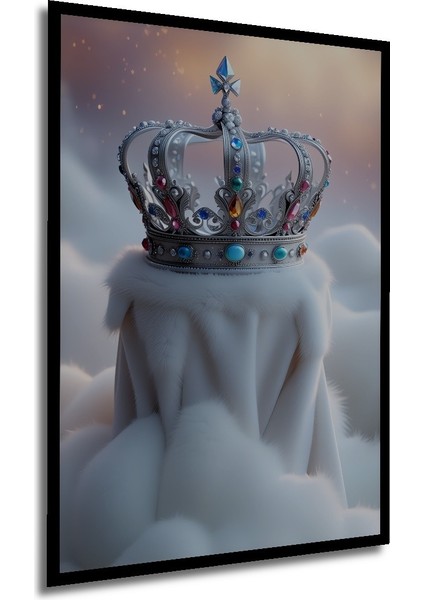 Çerçeve Görünümlü Taçlı Kraliçe Rüyası Yağlı Boya Görünümlü Dekoratif Ahşap Işyeri/ofis Kare Tablo modelleri