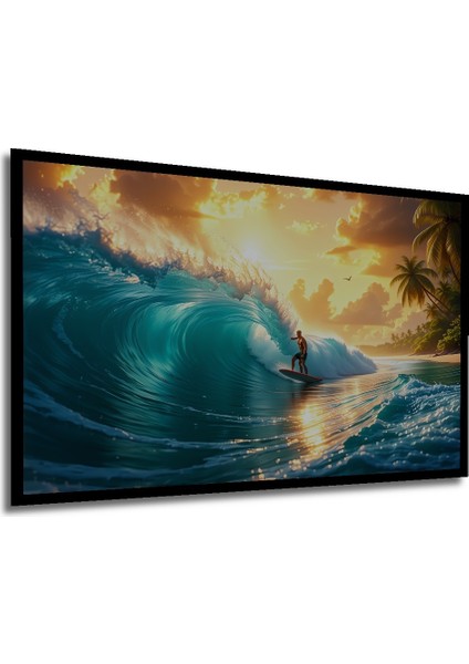Çerçeve Görünümlü Sörfçü Cenneti Yağlı Boya Görünümlü Dekoratif Ahşap Ev/işyeri/ofis Kare Tablo modelleri