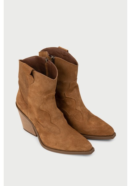 Kadın Hakiki Süet Taba Rengi Western Bot - Z1611ZTBAC01 modelleri