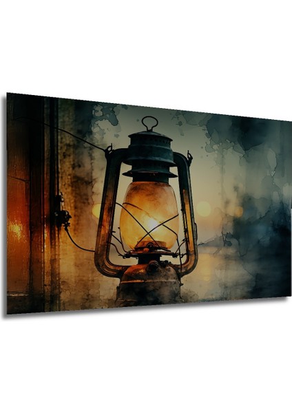 Sulu Boya Görünümlü Nostaljik Lamba Aydınlığı Ev/işyeri/ofis/salon Ahşap Dekoratif Kare Tablo modelleri