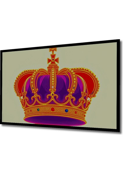 Çerçeve Görünümlü Gösterişli Kraliyet Tacı Yağlı Boya Görünümlü Dekoratif Ahşap Ofis Kare Tablo fiyatları