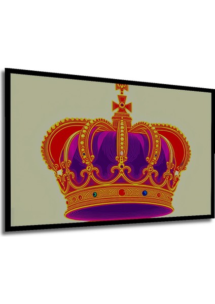 Çerçeve Görünümlü Gösterişli Kraliyet Tacı Yağlı Boya Görünümlü Dekoratif Ahşap Ofis Kare Tablo modelleri