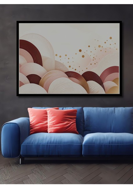 Çerçeve Görünümlü Altın Işıltılı Modern Sanat Dalgaları Dekoratif Ahşap Ev/işyeri/ofis Kare Tablo