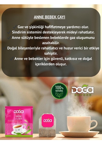 Anne Bebek Çayı - Doğal Bitki Çayı, Gaz Giderici, Rahatlatıcı, 20'li Poşet Çay modelleri
