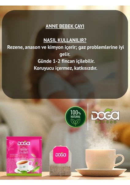 Anne Bebek Çayı - Doğal Bitki Çayı, Gaz Giderici, Rahatlatıcı, 20'li Poşet Çay fırsatları