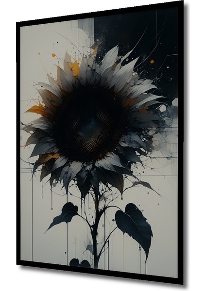 Çerçeve Görünümlü Soyut Sanat Dokunuşlu Ayçiçeği Yağlı Boya Görünümlü Ahşap Ofis Kare Tablo fiyatları