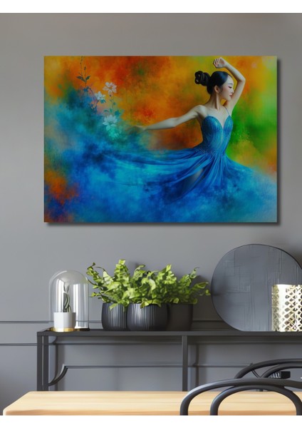 Dans Eden Zarafet Sulu Boya Görünümlü Ev/işyeri/ofis Dekoratif Ahşap Kare Tablo