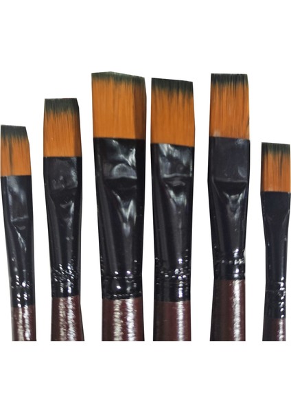 Yağlı Boya Fırça Seti 6'lı Resim Fırçası Akrilik Boya Yassı Fırça