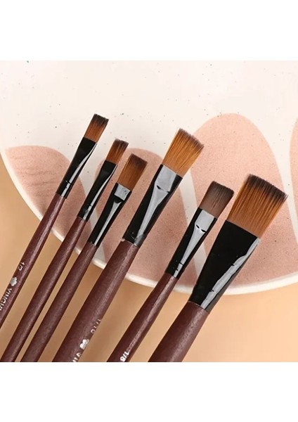 Yağlı Boya Fırça Seti 6'lı Resim Fırçası Akrilik Boya Yassı Fırça modelleri