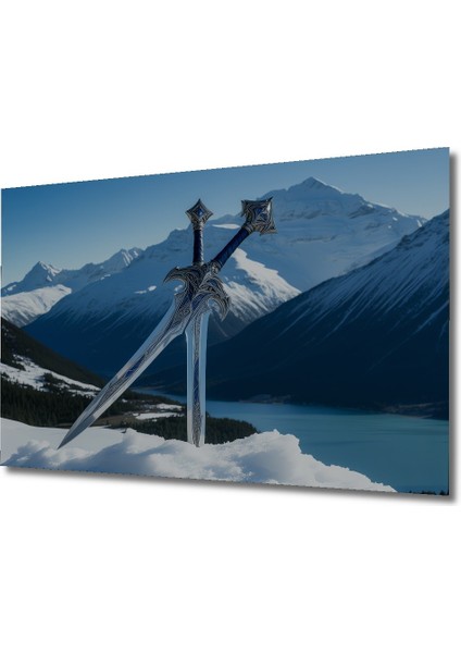 Buz Kraliçesi Kılıcı Yağlı Boya Görünümlü Dekoratif Ahşap Ev/işyeri/ofis Kare Tablo fiyatları