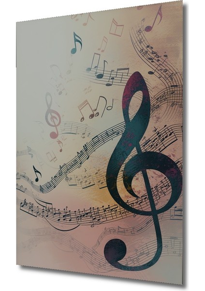 Müzik Notaları Yağlı Boya Görünümlü Dekoratif Ahşap Dekoratif Ev/işyeri/ofis Kare Tablo fiyatları