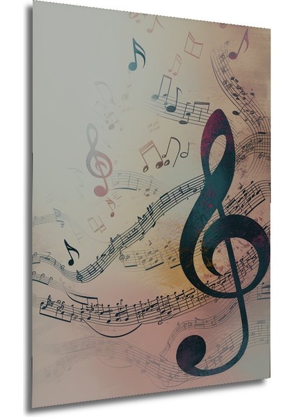 Müzik Notaları Yağlı Boya Görünümlü Dekoratif Ahşap Dekoratif Ev/işyeri/ofis Kare Tablo modelleri