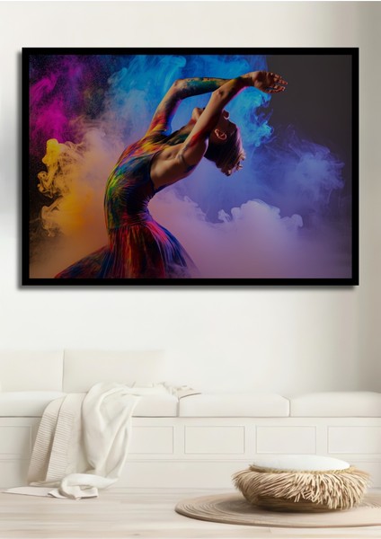 Çerçeve Görünümlü Renklerin Dansı Modern Sanat Dekoratif Ahşap Ev/işyeri/ofis Kare Tablo