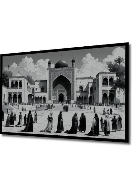 Çerçeve Görünümlü Müslüman Mimari Kara Kalem Görünümlü Dekoratif Ahşap Ev/işyeri/ofis Kare Tablo fiyatları