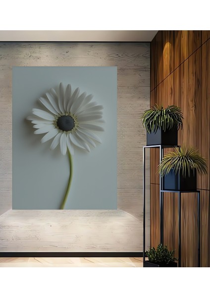 Minimalist Beyaz Papatya Dekoratif Ahşap Ev/işyeri/ofis Kare Tablo